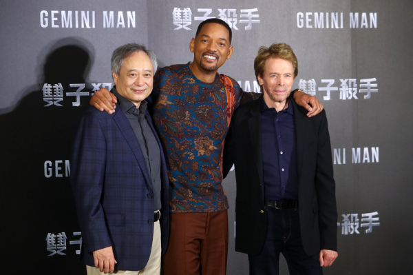 导演李安与美国男星威尔史密斯（Will Smith）与新片“双子杀手”（Gemini Man）监制杰瑞布洛克海默（Jerry Bruckheimer）下午出席电影公司在台北举办的电影记者会。