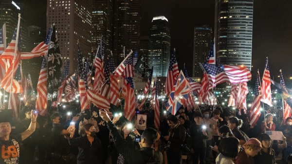 2019年11月，港人感謝美國通過《香港人權與民主法案》。