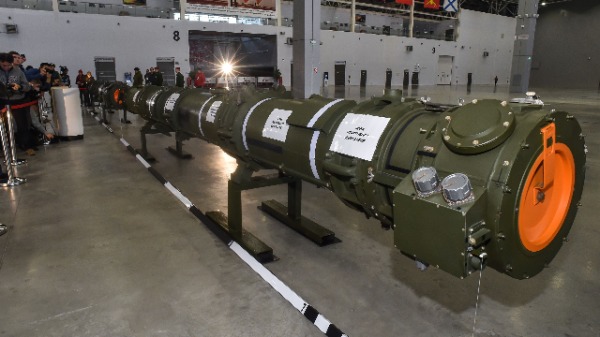 俄方已部署一款名为“先锋”（Avangard）的高超音速武器，引发外界担忧美俄重启军备竞赛。图为俄罗斯国防部展示的9M729巡航导弹。（图片来源：VASILY MAXIMOV / AFP / Getty Images）