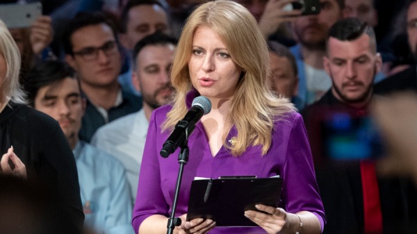 2019年3月30日，斯洛伐克总统候选人卡布托娃Zuzana Caputova在布拉迪斯拉发选举总部赢得选举后发表演讲