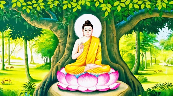 释迦牟尼佛在菩提树下得道成佛和涅磐升天。（图片来源：Adobe Stock）