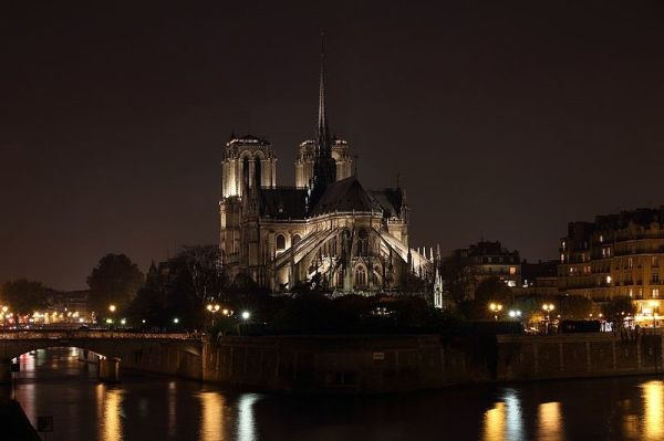 巴黎圣母院昔日夜景