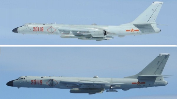 共軍的轟6K轟炸機由台灣東方空域北上，飛越宮古海峽，再經東海飛回中國。