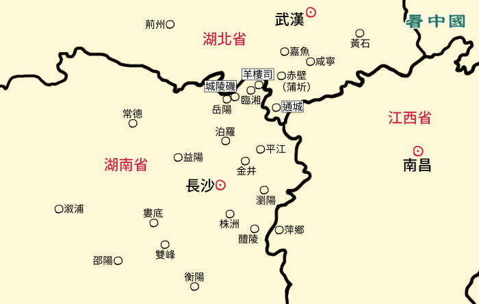 1928年，北伐革命军西征讨伐平定唐生智湘军叛乱示意图