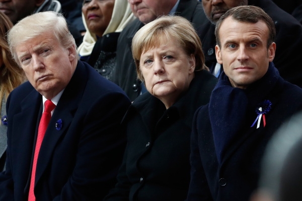 美國總統川普、德國總理默克爾、法國總統馬克龍