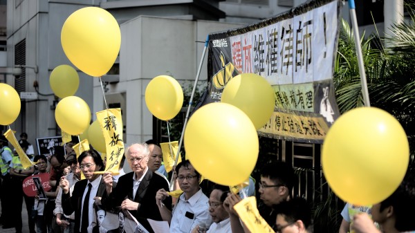 国际特赦组织香港分会长期关注中国人权情况，图为要求中国当局释放维权律师王全璋等的抗议活动