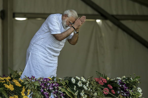 2019年4月3日，印度总理莫迪在加尔各答竞选活动上。