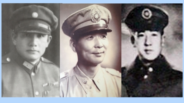 陆大将官班的名将（左起）：第74军军长张灵甫、第18军军长胡琏、第82军军长马继援