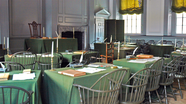 1776年7月4日，美國獨立宣言由第二次大陸會議於費城批准，此為會場舊址。