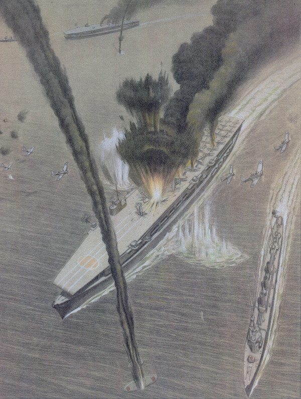 加賀號在中途島海戰中被擊沉示意圖