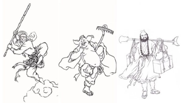 西游记角色：孙悟空、猪八戒、沙悟净。（图片取自神韵艺术团官网）