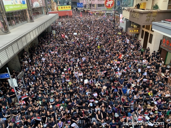2019年6月16日，200万香港人走上街头，港岛主要干道水泄不通。（图片来源：周秀文/看中国）