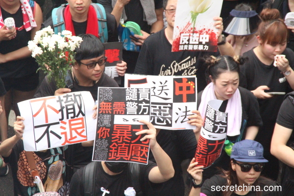 香港反送中游行中的民众