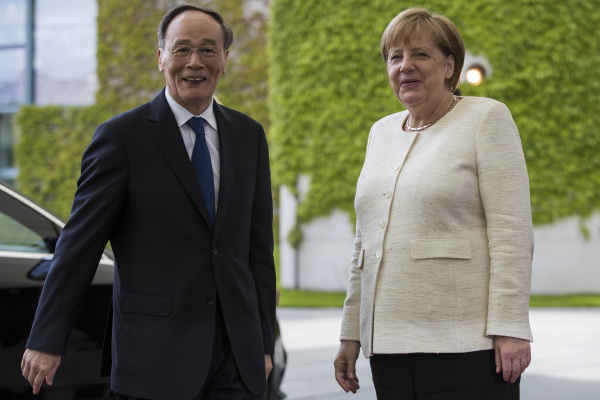 2019年5月31日，德國總理梅克爾于在柏林總理府會晤中國國家副主席王岐山