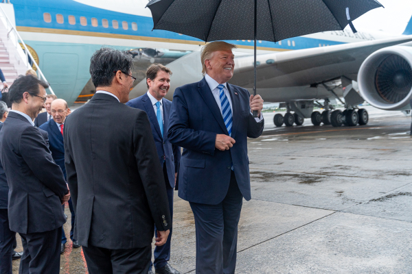 2019年6月27日，美國總統川普抵達大阪。