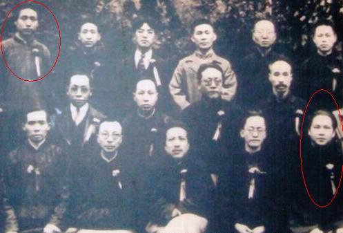 毛澤東（左上)與汪精衛（右下）。