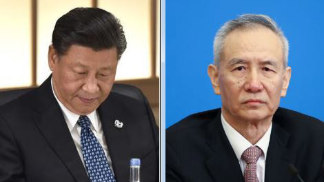 習近平和代表他主導對美貿易談判的親信劉鶴。