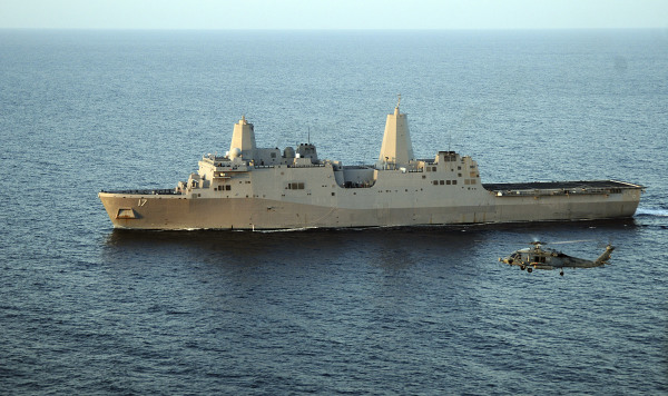 美国军舰圣安东尼奥级两栖船坞登陆舰于8月23日第7次通过台湾海峡。