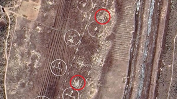 朝鮮在宣德機場附近設置了F-15K戰機模型(圖中紅色圓圈所標示)