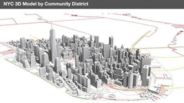 纽约市规划局发布的全市每个建筑物的3D模型。
