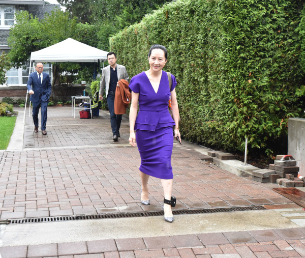 2019年9月23日，孟晚舟離開家，前往卑詩省最高法庭。