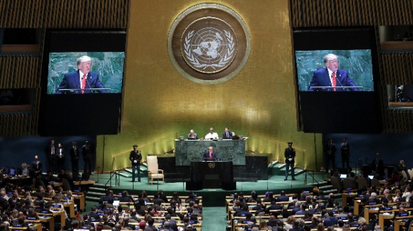 川普總統在聯合國大會演講（圖片來源：Drew Angerer/Getty Images）