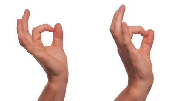 在中國或美國，「OK」手勢指一切都沒問題，但在很多國家有侮辱的意思。