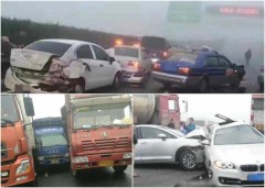 【11.7中國速瞄】霧霾鎖國上海連串車禍9死43傷(組圖)