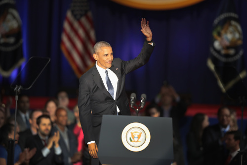 2017年1月10日，美國第44任總統歐巴馬在伊利諾伊州芝加哥向全國發表告別演講。（圖片來源：Getty Images）