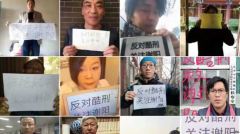 【1.24中國速瞄】網民「一人一照」關注謝陽(組圖)