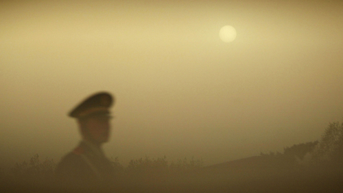 沙尘暴之下的北京。