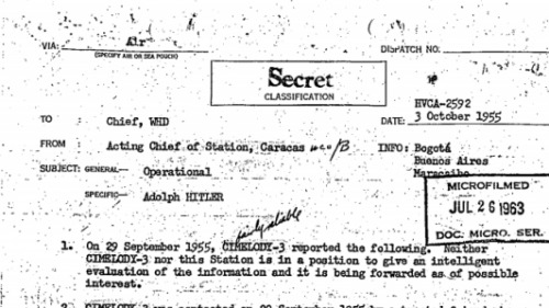 CIA解密資料顯示希特勒戰後可能仍活著的證據