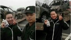 【11.16中國速瞄】女記者笑拍30輛車連環撞民斥冷血(組圖)
