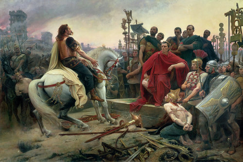 通過阿萊西亞之戰，凱撒（紅衣者）征服了高盧人。