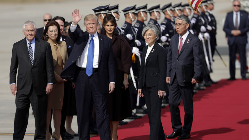 朝鮮最近一次導彈試射後，韓國外長康京和（右二）計畫於本月內出訪日本。自康京和出任韓國外長後，已經訪問過中國、美國與俄羅斯，日本還未曾訪問過。(16:9)