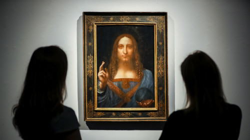 文艺复兴时代艺术家达文西的名画《救世主》（Salvator Mundi）