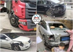 瘋貨車狂掃32車「頂著奧迪開出百米」(組圖)