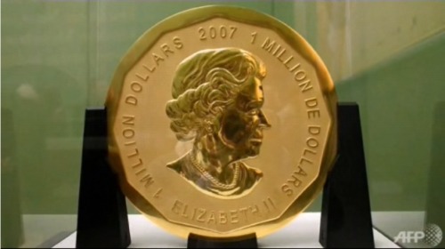 德国100公斤巨型金币被盗24K黄金铸造