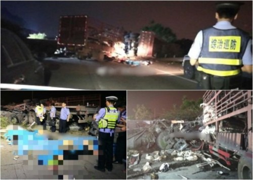 广西高速严重车祸 酿10死1伤