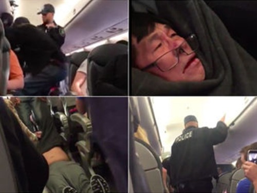 芝加哥飛往肯塔基州路易斯維爾的班機上，一名乘客被強制驅離（視頻截圖）