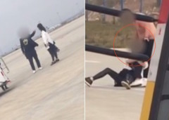 【4.19中國速瞄】脫衣跪扇雲南夫妻機前互毆(組圖)