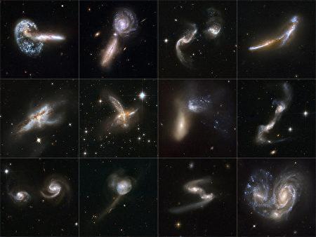 哈勃望远镜观测到令人震撼的星系撞击