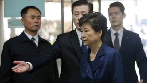 韓國前總統朴槿惠3月30日到首爾中區法院接受質詢。
