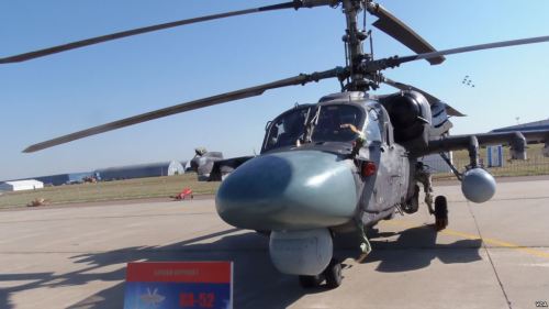 2015年莫斯科航展上展出的卡-52直升机。