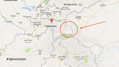 中國向塔吉克提出領土要求（紅圈部分是雙方存在爭議的邊境線）