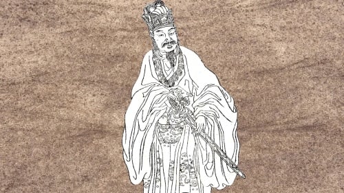 东方朔画像，载于《晩笑堂竹荘画传》。（图片来源：看中国合成图）