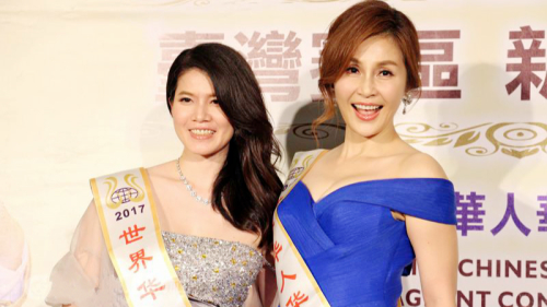曾参加选美比赛的梁佑南（右）、林意芳（左）分享过去参加选美时摘后冠的心路历程。