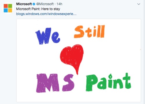 微软公司推特声明保留Microsoft Paint。