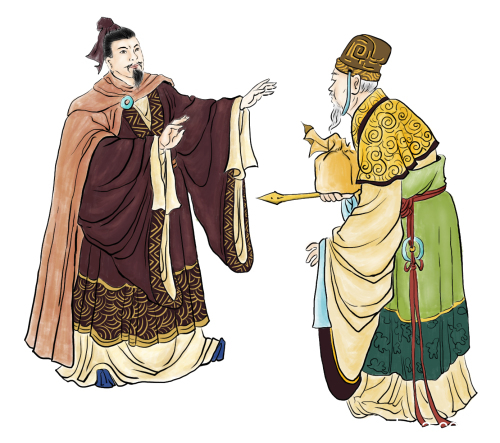 “三让徐州”中的刘备（左）以义取信于天下。（摄影图：看中国/Winnie Wang）