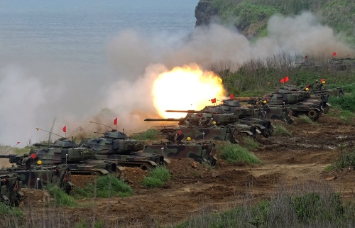 2017年3月25日，台湾军事演习中使用的美军制造的M60 A3坦克